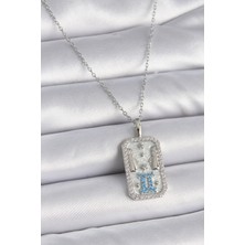 Çarşı Point 316l Çelik Gümüş Renk Zincir İkizler Burcu Zirkon Taşlı Kadın Kolye