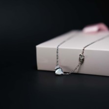 Star Silver 925 Ayar Gümüş Sedef Taşlı Kalpli Kolye
