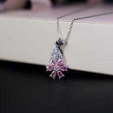 Star Silver 925 Ayar Gümüş Pembe Manolya Çiçeği Kolye