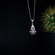 Star Silver 925 Ayar Gümüş Pembe Manolya Çiçeği Kolye