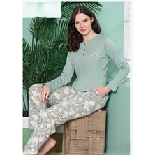 Over Sleep Bayan Modal Poleren M Yeşil Pijama Takım 1861