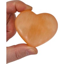 Pozitif Doğal Taş Kalp Kesim Turuncu Selenit Masaj Terapi Taşı