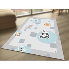 Limajuno Home & Kids Carpet Ayı Kedi Maymun Tilki Desenli Dijital Baskılı Çocuk HALISI_100 x 150  cm