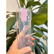Qans Bilişim iPhone 13 Pro Max Şeffaf Pembe Kamera Korumalı Silikon Kılıf