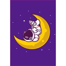 Limajuno Home & Kids Carpet Astronot ve Ay Desenli Dijital Baskılı Çocuk HALISI_100 x 150  cm