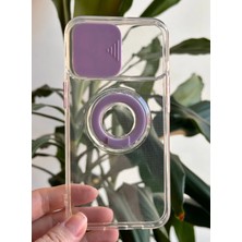 Qans Bilişim iPhone 13 Pro Şeffaf Ve Mor Detaylı Silikon Kılıf