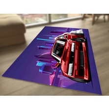 Limajuno Home & Kids Carpet Kırmızı Araba Desenli Dijital Baskı Çocuk HALISI_100 x 150  cm
