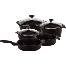 Flipper Gusto Döküm 9 Parça Siyah Tencere Seti