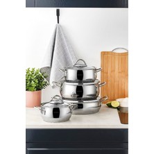 Karaca Urla 8 Parça İndüksiyon Tabanlı Çelik Tencere Seti Ergonomik Sap ile Kolay Temizlik