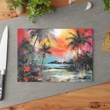 Painted Anarchy Türk Manzarasından Esinlenen Temperli Cam Kesme Tahtası - Şık ve Dayanıklı