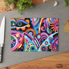 Painted Anarchy Şık Temperli Cam Kesme Tahtası Seti - Dokulu Yüzey, Kaymaz, Kolay Temizlenebilir -