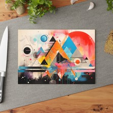 Painted Anarchy Şık Soyut Şekilli Cam Kesme Tahtası - Temperli, Kaymaz Yüzey, Çizilmez, Temizlemesi Kolay