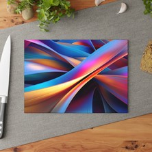 Painted Anarchy Modern Geometrik Dokulu Temperli Cam Kesme Tahtası Seti - Şık, Kaymaz Yüzeyli, Çizilmez