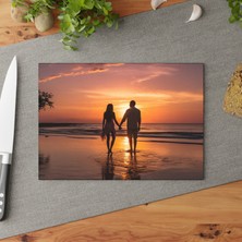 Painted Anarchy Çarpıcı Sunrise Tasarımlı Cam Kesme Tahtası - Şık ve Dayanıklı Temperli Cam