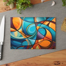 Painted Anarchy Geometrik Soyut Tasarım Temperli Cam Kesme Tahtası - Şık ve Çizilmez