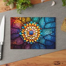 Painted Anarchy Geometrik Soyut Temperli Cam Kesme Tahtası - Şık ve Dayanıklı