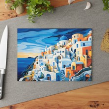 Painted Anarchy Santorini Cam Kesme Tahtası - Şık, Çizilmez, Kolay Temizlenen