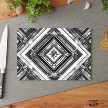 Painted Anarchy Geometrik Cam Kesme Tahtası - Şık Tasarım, Temperli Cam, Kaymaz Yüzey, Çizilmez,