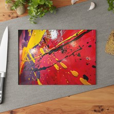 Painted Anarchy Çağdaş Cam Kesme Tahtası Seti - Şık Tasarım, Çizilmez, , Kaymaz Yüzeyli Temperli Cam Pano