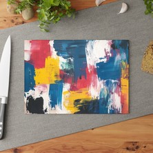 Painted Anarchy Şık Temperli Cam Kesme Tahtası - Soyut Dışavurumculuk Tasarımı - Kaymaz ve Çizilmez