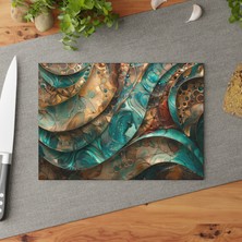 Painted Anarchy Zarif Geometrik Temperli Cam Kesme Tahtası - Mutfak Için Şık Tasarım, Kaymaz ve Çizilmez   Cam