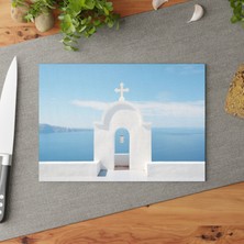 Painted Anarchy Zarif Santorini Tasarımlı Temperli Cam Kesme Tahtası - Kaymaz Yüzey, Çizilmez ve  - Şık