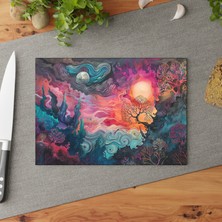 Painted Anarchy Renkli Soyut Dokulu Cam Kesme Tahtası - Şık Tasarım, Kaymaz Yüzey, Çizilmez,  -