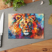 Painted Anarchy Renkli Manzara Desenli Temperli Cam Kesme Tahtası - Şık Tasarım, Kaymaz Yüzey, Çizilmez,