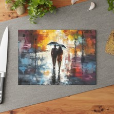 Painted Anarchy Şık Dokulu Gece Sahnesi Temperli Cam Kesme Tahtası - Kaymaz ve Çizilmez