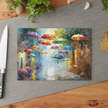 Painted Anarchy Sokak Lambaları Tasarım Temperli Cam Kesme Tahtası - Şık ve Dayanıklı Cam