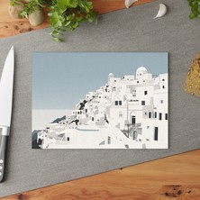 Painted Anarchy Sleek Santorini Cam Kesme Tahtası Seti - Şık ve Çizilmez