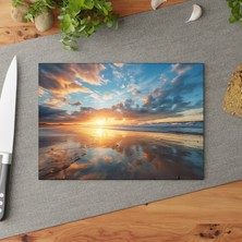 Painted Anarchy Sunrise Temperli Cam Kesme Tahtası - Şık, Kaymaz Yüzeyli, Çizilmez