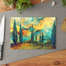 Painted Anarchy Etkileyici Fırça Darbeleri Temperli Cam Kesme Tahtası - Şık Tasarım, Kaymaz Yüzey, Çizilmez,
