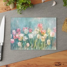 Painted Anarchy Elegant Pastel Cam Kesme Tahtası Seti - Şık Kaymaz Yüzeyli, Çizilmez, Kolay Temizlenen