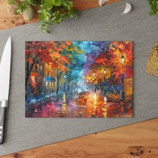 Painted Anarchy Dokulu Yansımalar Temperli Cam Kesme Tahtası Seti - Şık Tasarım, Kaymaz, Çizilmez,