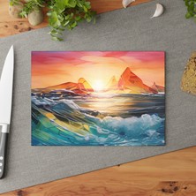 Painted Anarchy Sunrise Temperli Cam Kesme Tahtası - Şık ve Dayanıklı