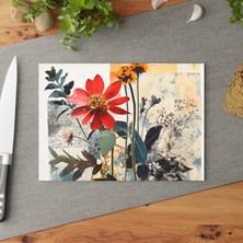 Painted Anarchy Zarif Çiçek Temperli Cam Kesme Tahtası | Şık Kaymaz Yüzey, Çizilmez, Kolay Temizlenebilir