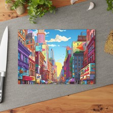 Painted Anarchy Çarpıcı Manzara Temperli Cam Kesme Tahtası - Şık Tasarım, Kaymaz Yüzey, Çizilmez