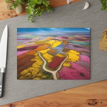 Painted Anarchy Renkli Çiçek Temperli Cam Kesme Tahtası - Şık ve Dayanıklı