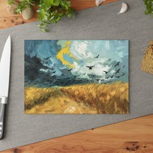 Painted Anarchy Şık Ayçiçeği Temperli Cam Kesme Tahtası - Kaymaz ve Çizilmez