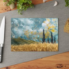 Painted Anarchy Etkileyici Fırça Darbeleri Temperli Cam Kesme Tahtası - Şık ve Dayanıklı