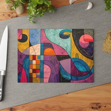 Painted Anarchy Soyut Sanat Renkli Tasarım Temperli Cam Kesme Tahtası - Şık Kaymaz Yüzey, Çizilmez,