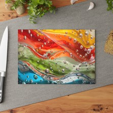 Painted Anarchy Modern Stil Temperli Cam Kesme Tahtası Seti - Şık, Kaymaz ve Kolay Temizlenen