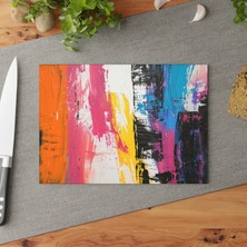 Painted Anarchy Sanatsal Dokulu Temperli Cam Kesme Tahtası - Şık ve Çizilmez