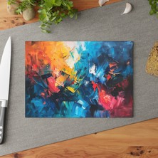 Painted Anarchy Çağdaş Sanat Cam Kesme Tahtası - Şık Tasarım, Temperli Cam, Kaymaz Yüzey ve Çizilmez