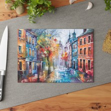 Painted Anarchy Şık Sokak Lambaları Temperli Cam Kesme Tahtası - Kaymaz Yüzey - Kolay Temizlenir