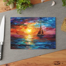 Painted Anarchy Renkli Peyzaj Temperli Cam Kesme Tahtası - Şık Tasarım, Kaymaz Yüzey, Çizilmez