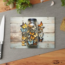 Painted Anarchy Rustik Charm Cam Kesme Tahtası - Şık Temperli Cam Kaymaz Yüzey - Kolay Temizlenebilir