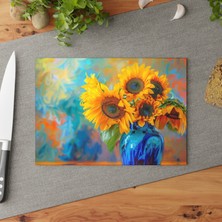 Painted Anarchy Starry Night Dokulu Temperli Cam Kesme Tahtası Seti - Şık, Kaymaz, Çizilmez, Kolay Temizlenebilir