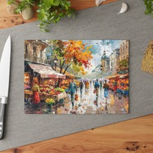 Painted Anarchy Soyut Dışavurumculuk Cam Kesme Tahtası - Şık Tasarım, Temperli Cam, Kaymaz Yüzey - Kolay Temizlenir